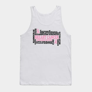 I Can Fight Cancer - Breast Cancer Support  - Survivor - Awareness Light Pink Ribbon Black Font Tank Top